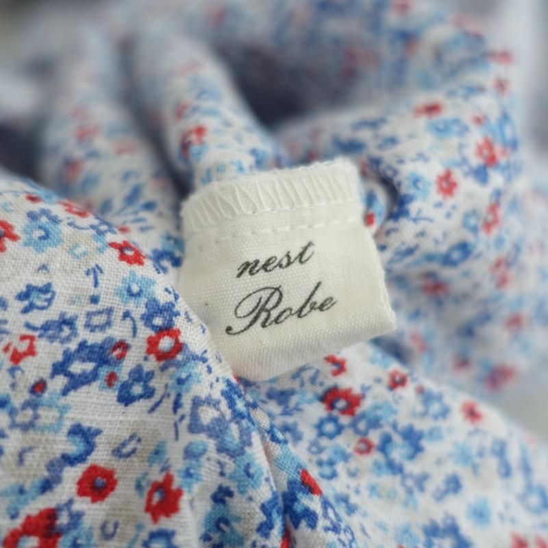 nest Robe（ネストローブ） *リネンスタンドカラー花柄シャツ