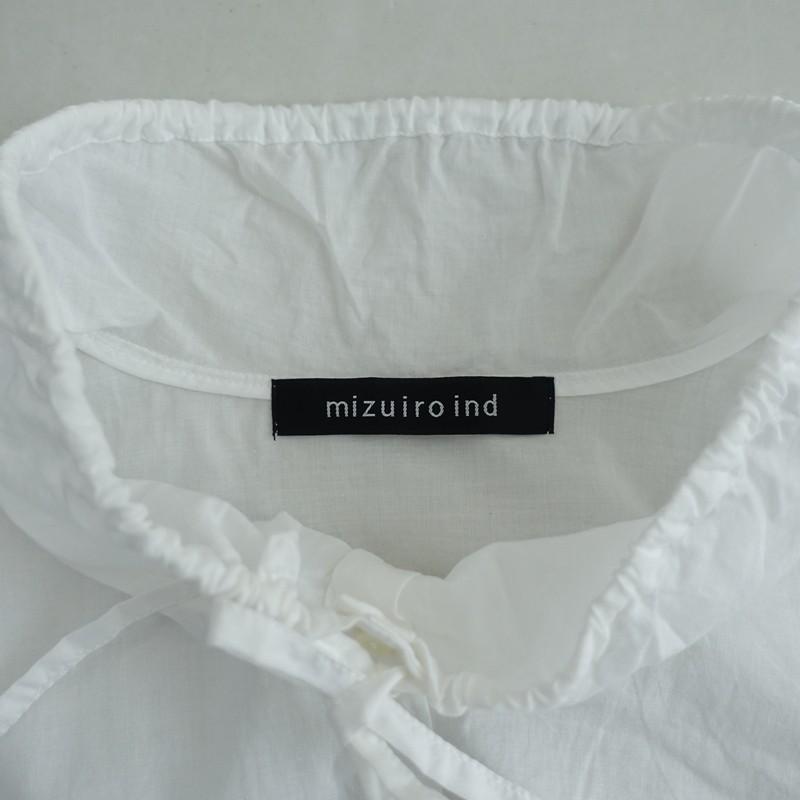 ミズイロインド mizuiro-ind *ハイネックブラウス*白ホワイトシャツ 