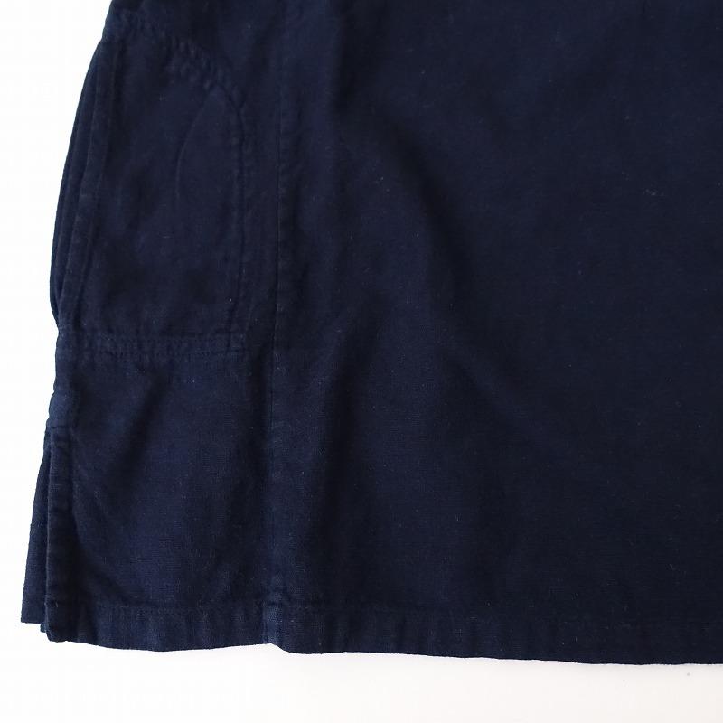 えみおわす プルオーバーシャツ　美品 染】えみおわす *ノーカラープルオーバーシャツ*Mネイビー紺(34-2401