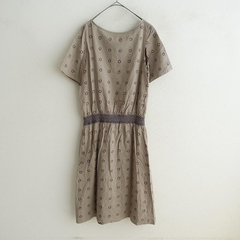 ミナペルホネン　ワンピース ノースリーブ　刺繍　ベージュ　38 anemone ミナペルホネン ワンピース ノースリーブ 刺繍 ベージュ 38 anemone