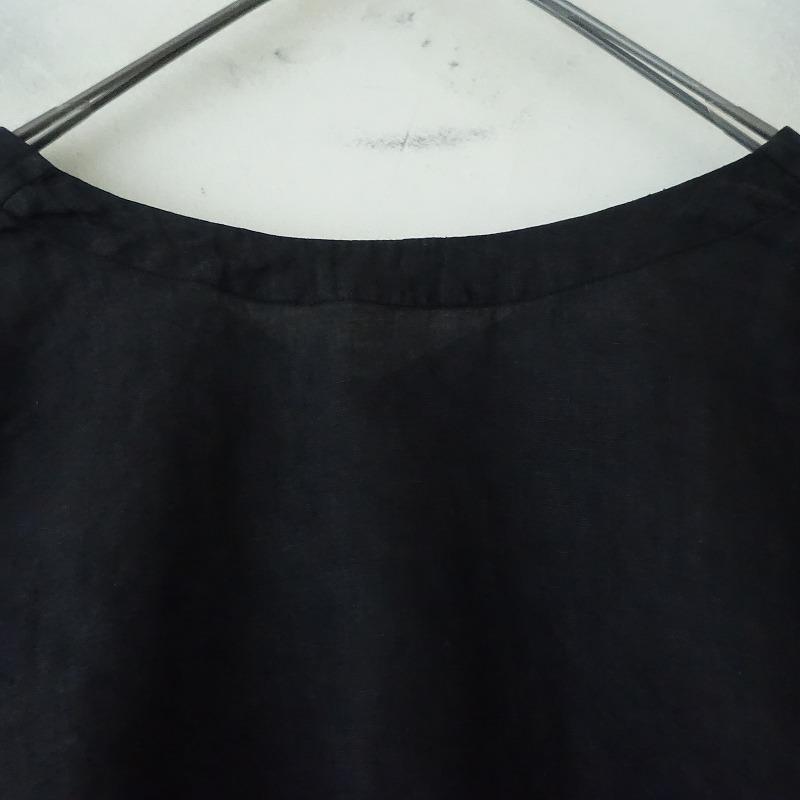 FRAMeWORK フレンチリネンフリルプルオーバー ブラック FRAMeWORK フレンチリネンフリルプルオーバー ブラック