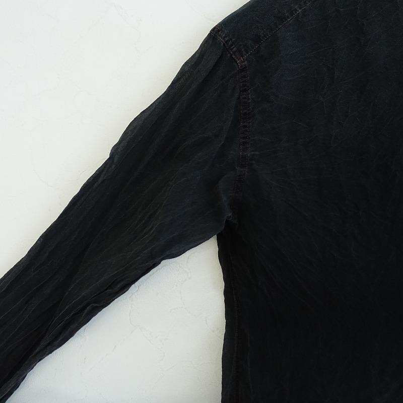 AURALEE 【染】オーラリー *シルクバンドカラーシャツ*0絹スミクロ墨黒  