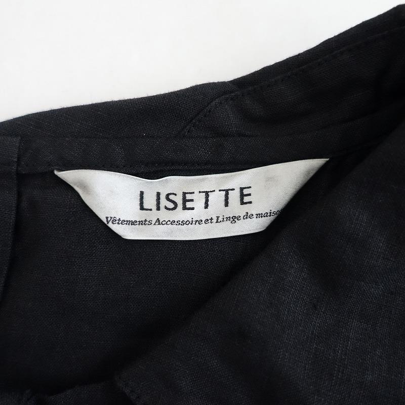 染】リゼッタ Lisette *リネン背開きブラウス*38麻ブラック黒半袖 