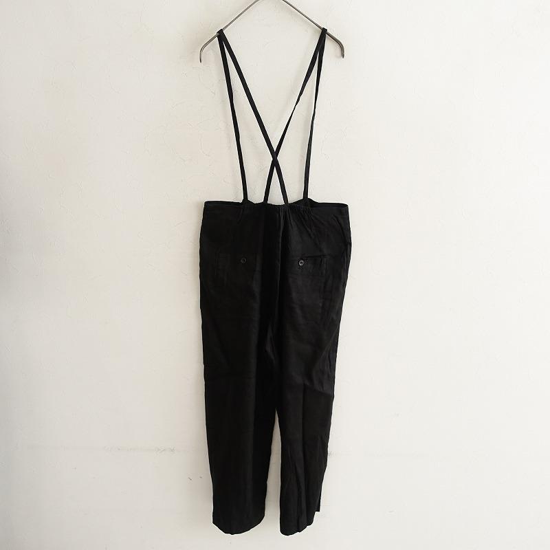 染】リゼッタ Lisette *吊りパンツ*38麻リネン混ツイルブラック