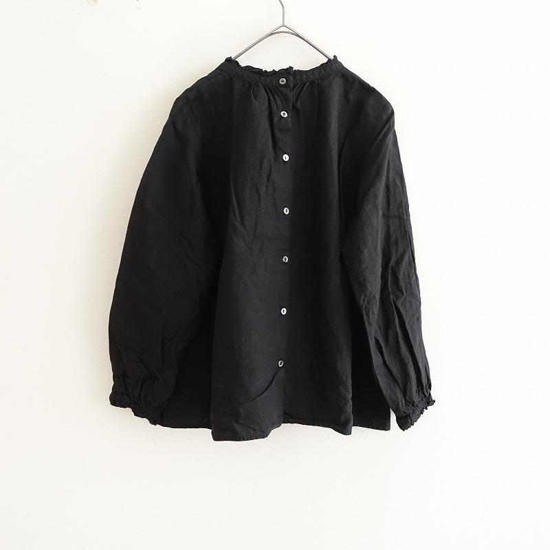 nest Robe リネンブラウス フリルカラー ワイドシルエット 黒ブラック nest Robe リネンブラウス フリルカラー ワイドシルエット 黒