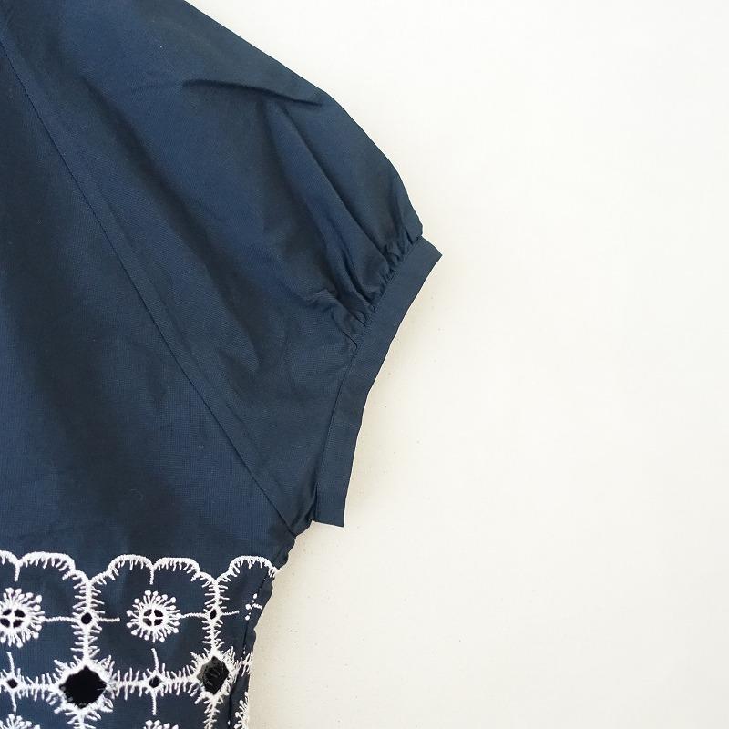 mina perhonen - 【新品】  mina perhonen / ミナペルホネン | 2023SS | tambourine×anemone パフスリーブブラウス | 38 | ネイビー | レディース mina perhonen（ミナペルホネン） 【美品/2023SS/定価4.4万】ミナ