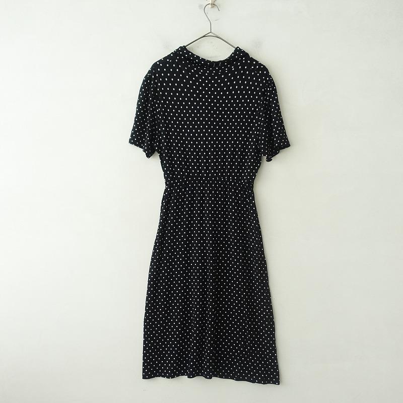 agnes b. アニエスベー b.*半袖ドットワンピース*腰紐シャツ水玉 agnes b. アニエスベー b.*半袖ドットワンピース*腰紐シャツ水玉