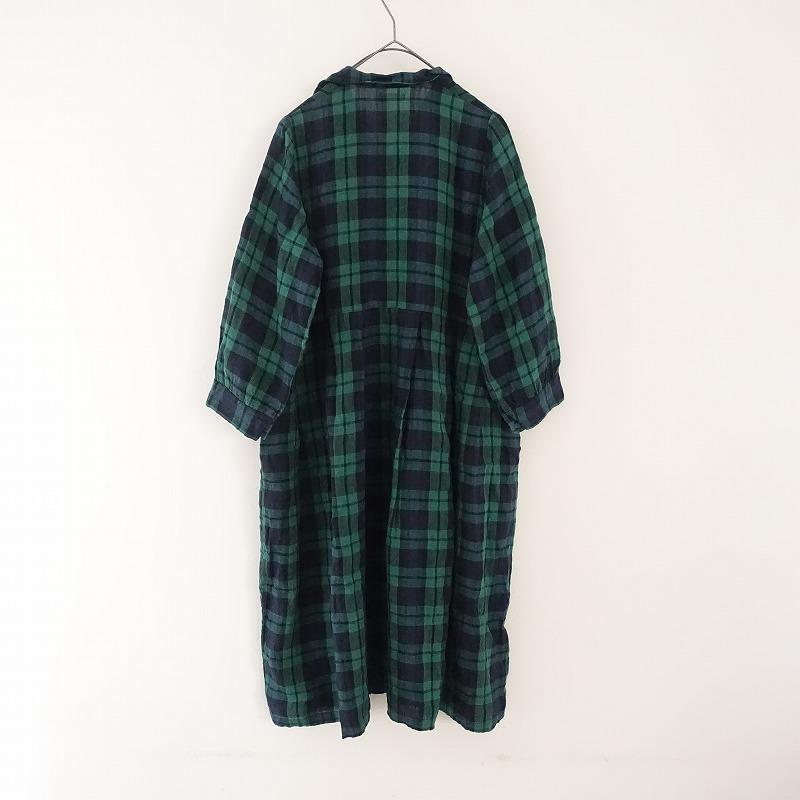 フォグリネンワーク fog linen work×hal *チェックワンピース*長袖