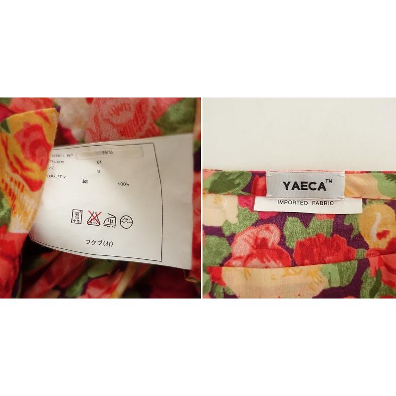 YAECA（ヤエカ） *15755 花柄ワンピース*S腰紐ボートネック半袖