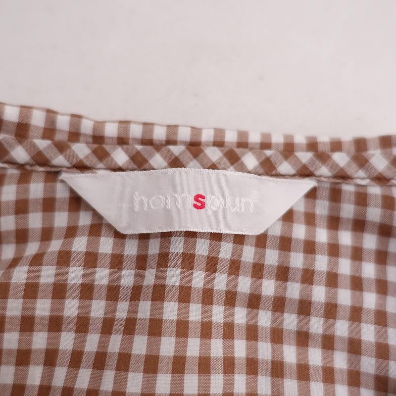 homspun（ホームスパン） *ラウンドカラーギンガムチェックブラウス*S 