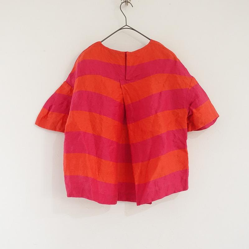 ドゥロワー シアサッカー 異素材ブラウス コットンシルク ホワイト 白