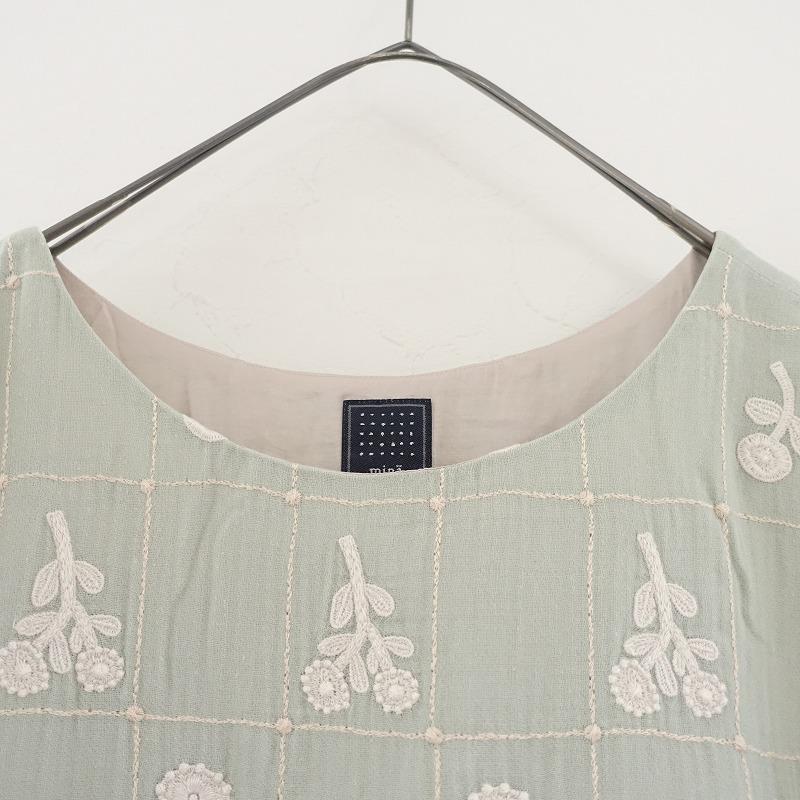 mina perhonen ミナペルホネン *bonheur 刺繍ワンピース*36フレンチ 