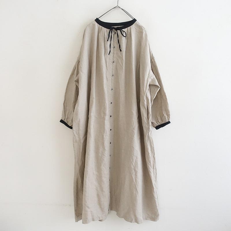 nest Robe 【定価2.9万】ネストローブ *リネンスモックドレス*F nest Robe 【定価2.9万】ネストローブ *リネンスモックドレス*F