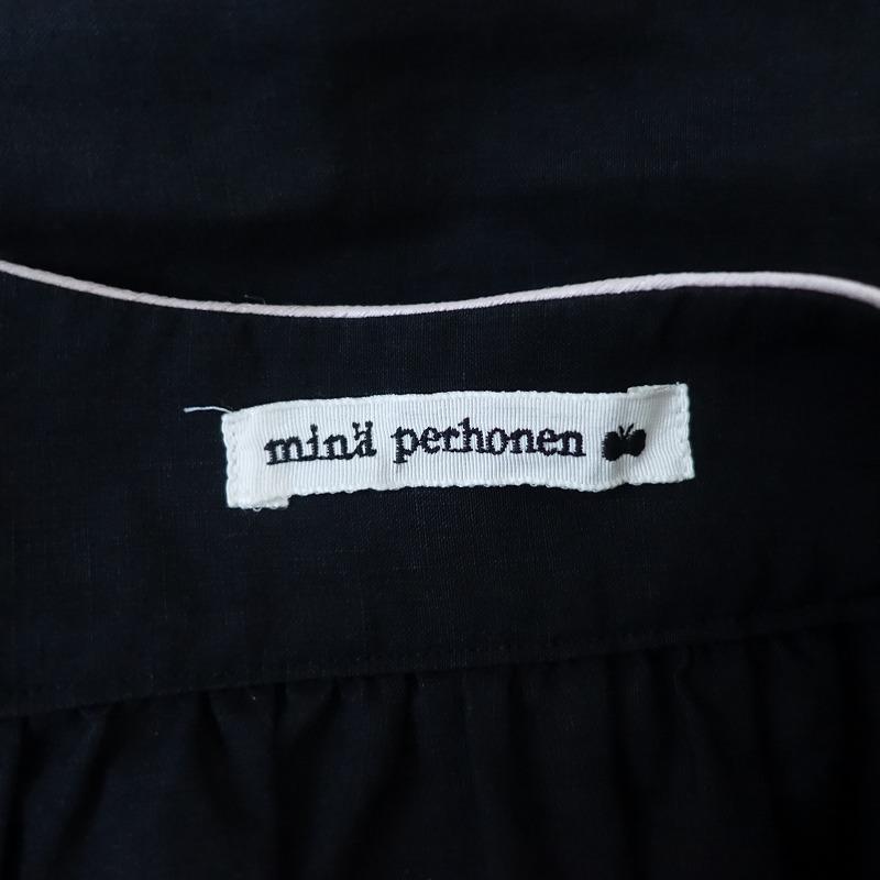 ミナペルホネン mina perhonen kori ブラウス　38リネン　黒 mina perhonen //【定価4.6万】ミナペルホネン *kori リネン刺繍