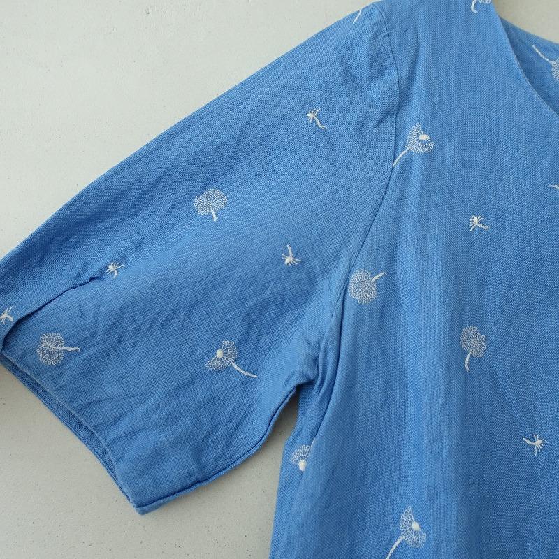 リゼッタLisette*10周年刺しゅうワンピース*36半袖プルオーバー麻