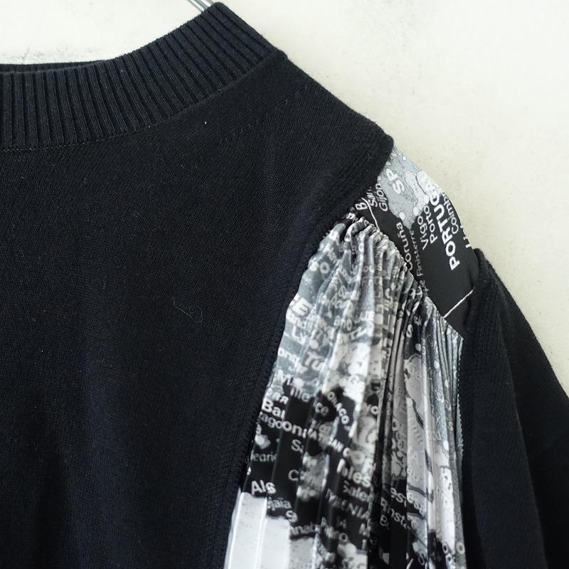 sacai（サカイ） *WORLD MAP PULLOVER 2*ブラック黒綿コットン半袖(84
