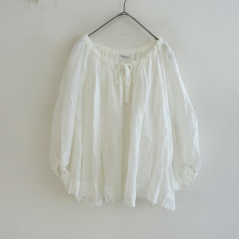 Hug o war（ハグオーワー） *リネンギャザーブラウス*オフホワイトプル