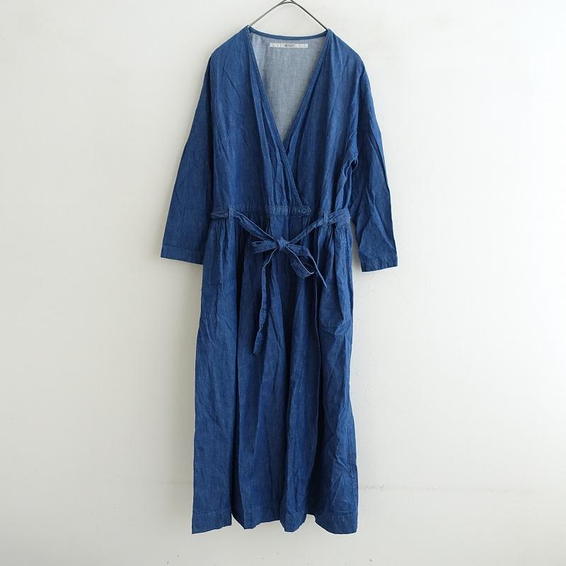 美品 ロンハーマンコレクション インディゴデニム カシュクール ロングワンピース OMNIGOD（オムニゴッド） *コットンデニム カシュクールワンピース