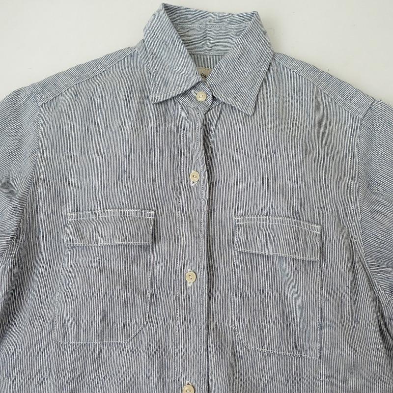 Vlas blommeヴラスブラム　ストライプ　リネンシャツワンピース Vlas Blomme（ヴラスブラム） *リネンストライプロングワンピース