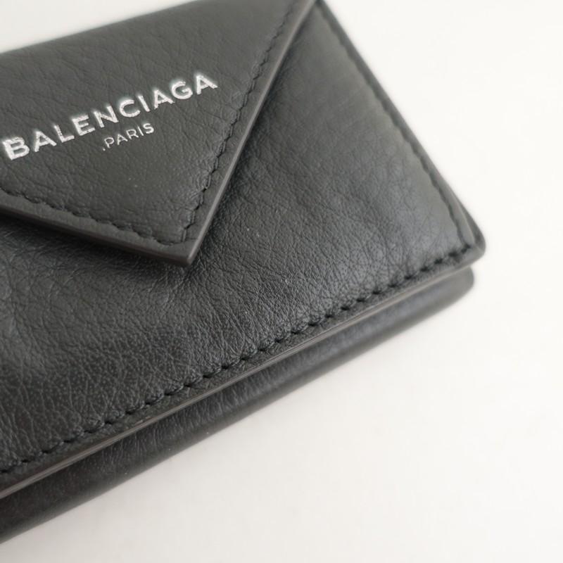 バレンシアガ BALENCIAGA *ペーパーミニウォレット三つ折り財布*グレー