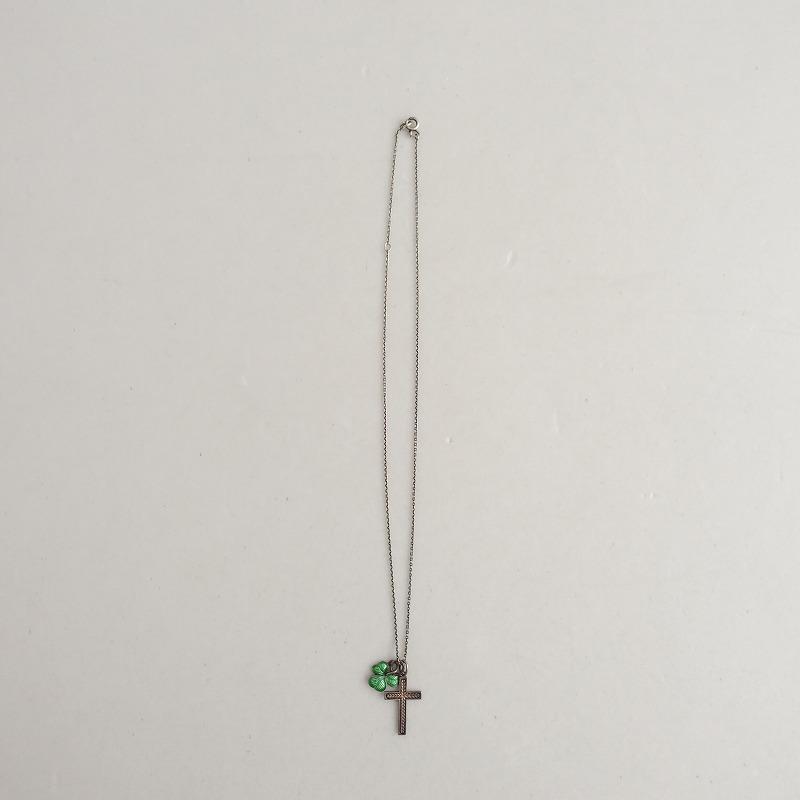 agete（アガット） *クローバー クロス ネックレス*シルバーグリーン