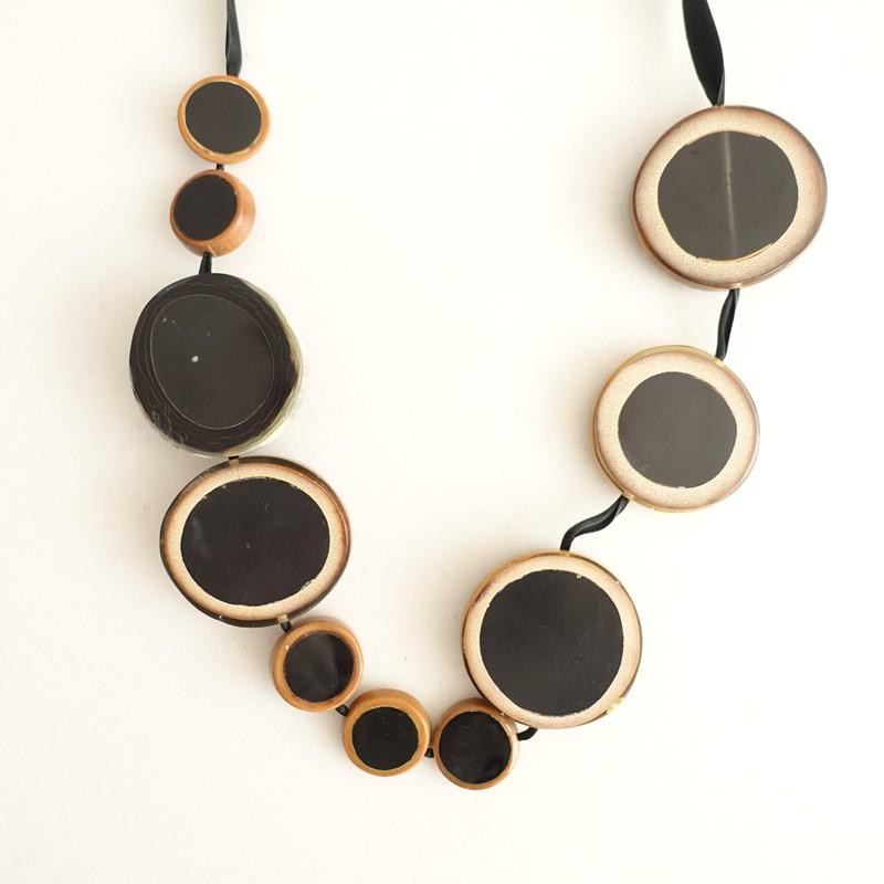 マルニ MARNI *ネックレス*ブラックブラウンリボンサークルモチーフ