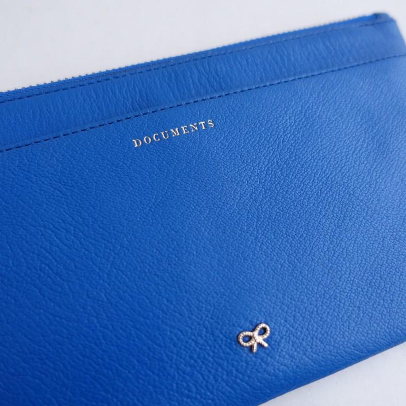 アニヤハインドマーチ ANYA HINDMARCH *DOCUMENTS ポーチ*ブルーレザー 