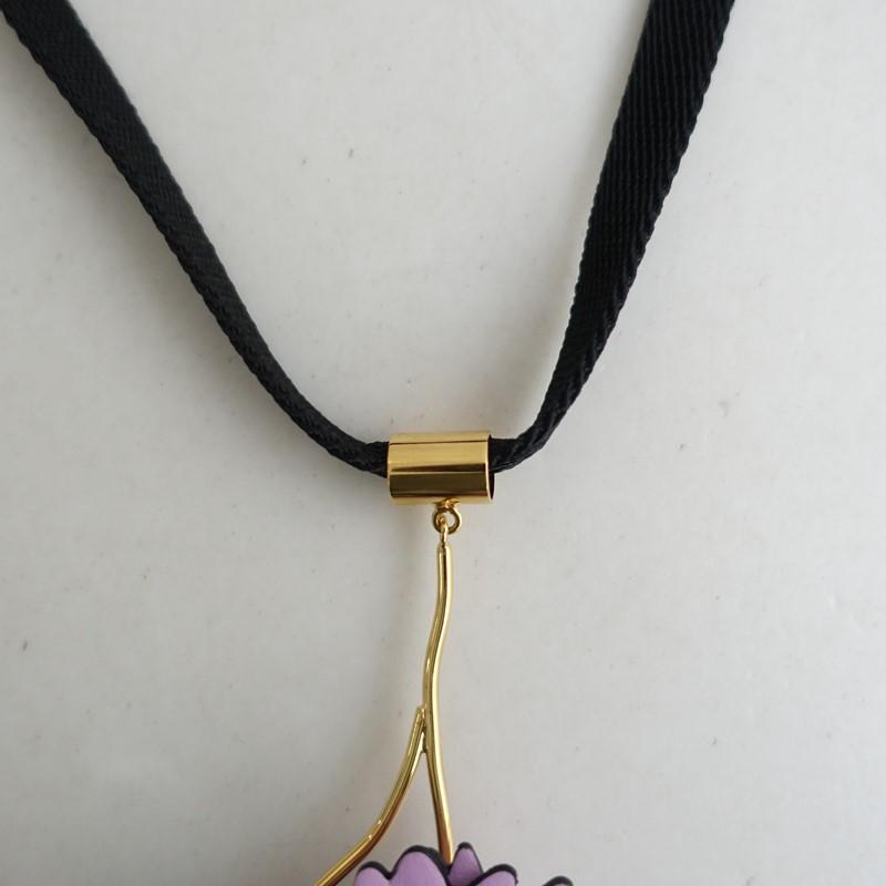 マルニ MARNI *フラワーモチーフネックレス*ブラックピンクダーク