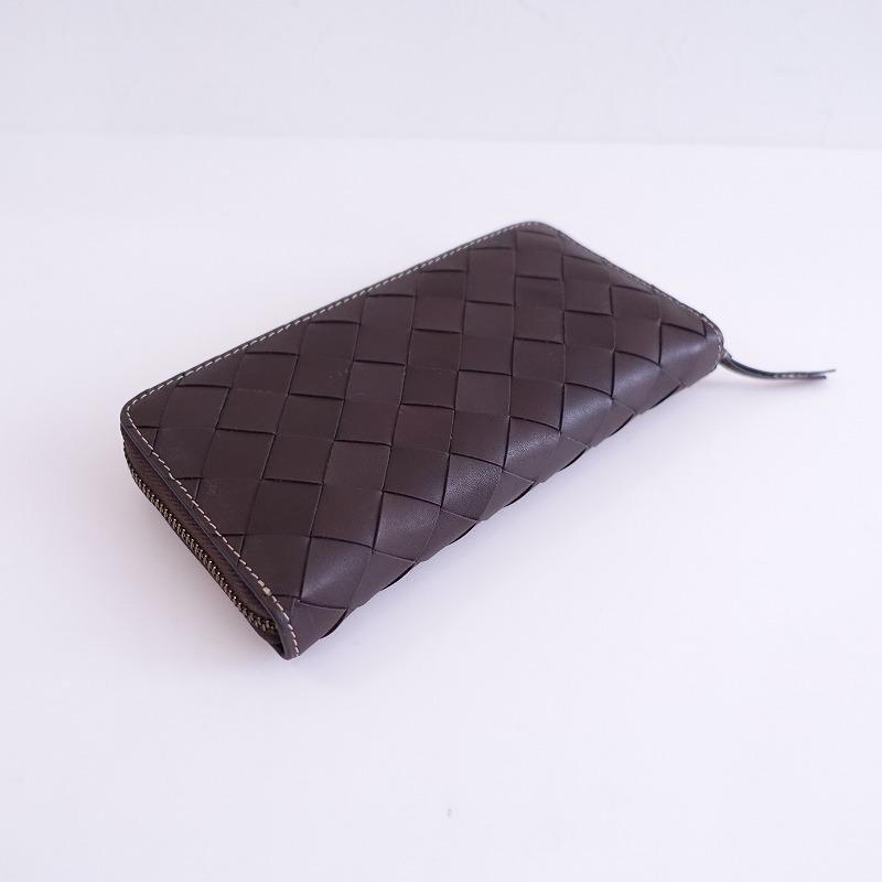 レザー編み込み長財布 ダークブラウン 美品】ラヘラ Lahella *編み込み 
