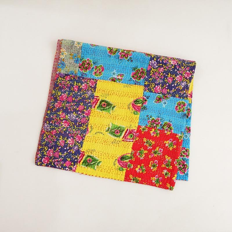 ☆インド製カンタキルト *ミニマルチラグ 101×96cm*刺し子