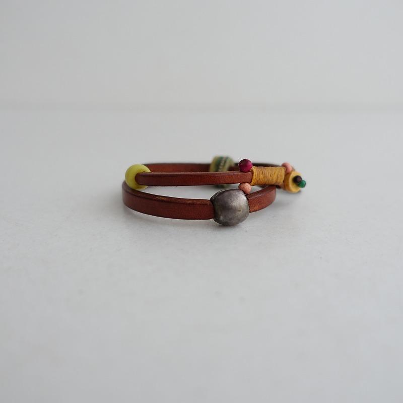 HENRY CUIR（アンリークイール） *二連ビーズブレスレット*レザー皮革