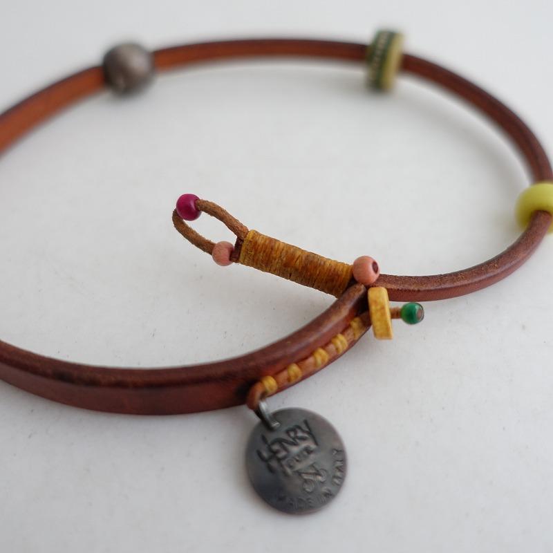 【美品】 HENRY CUIR レザー&ビーズ ブレスレット HENRY CUIR（アンリークイール） *二連ビーズブレスレット*レザー皮革