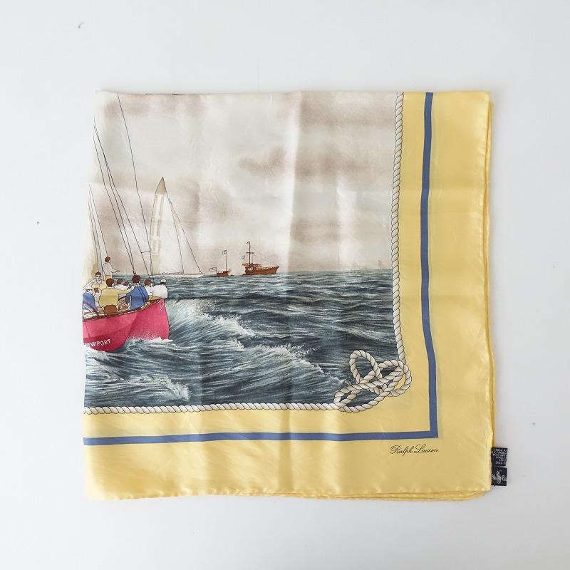 ラルフローレン Ralph Lauren *大判シルクスカーフ 85×85cm*黄色