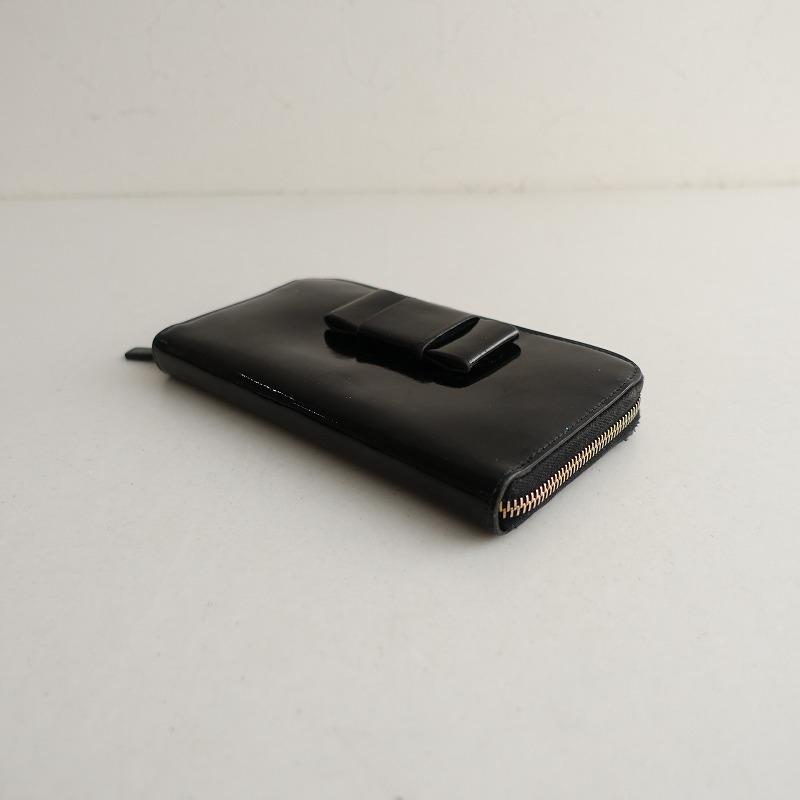 MIUMIU 長財布 ブラック リボン ミュウミュウ MIU *リボンモチーフラウンドファスナー長財布