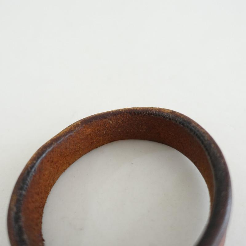 【美品】 HENRY CUIR レザー&ビーズ ブレスレット HENRY CUIR アンリークイール *レザーブレスレット*ブラウン皮革