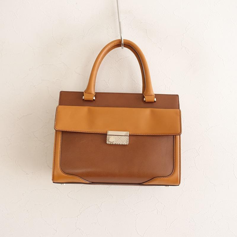 良品◎ポールスチュアート　ハンドバッグ　キャンバス　レザー　オレンジ　茶色 良品◎ポールスチュアート ハンドバッグ キャンバス レザー