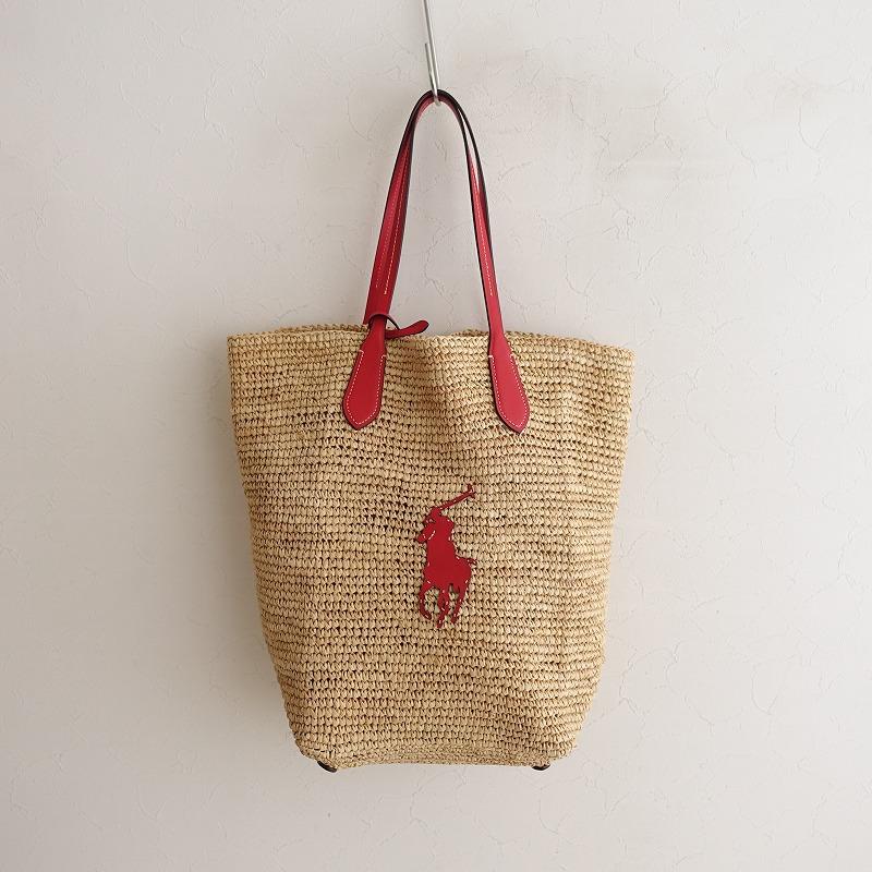 【新品未使用】ポロラルフローレン　カゴバッグ　ビッグポニー　ラージ　ラフィア 新品未使用】ポロラルフローレン カゴバッグ ビッグポニー