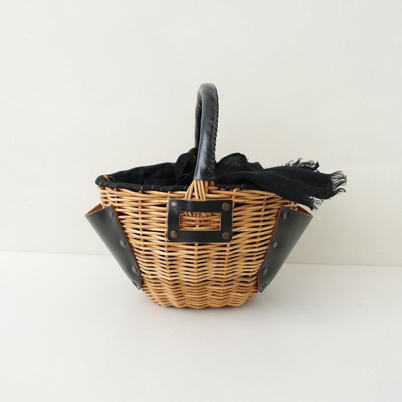 美品 ebagos エバゴス 紅籐 カゴバッグ ebagos エバゴス 防水キャンバス・カゴ袋ハンド