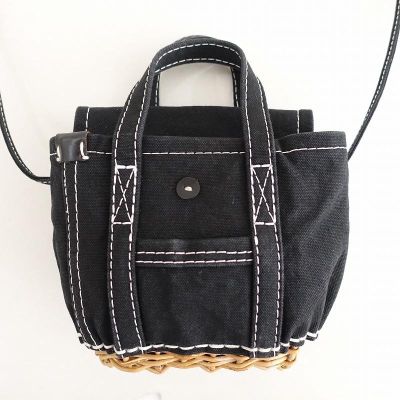 ebagos かご袋ショルダー キャンバス生地　ブラック　2way ebagos エバゴス キャンバス・かご袋ショルダー