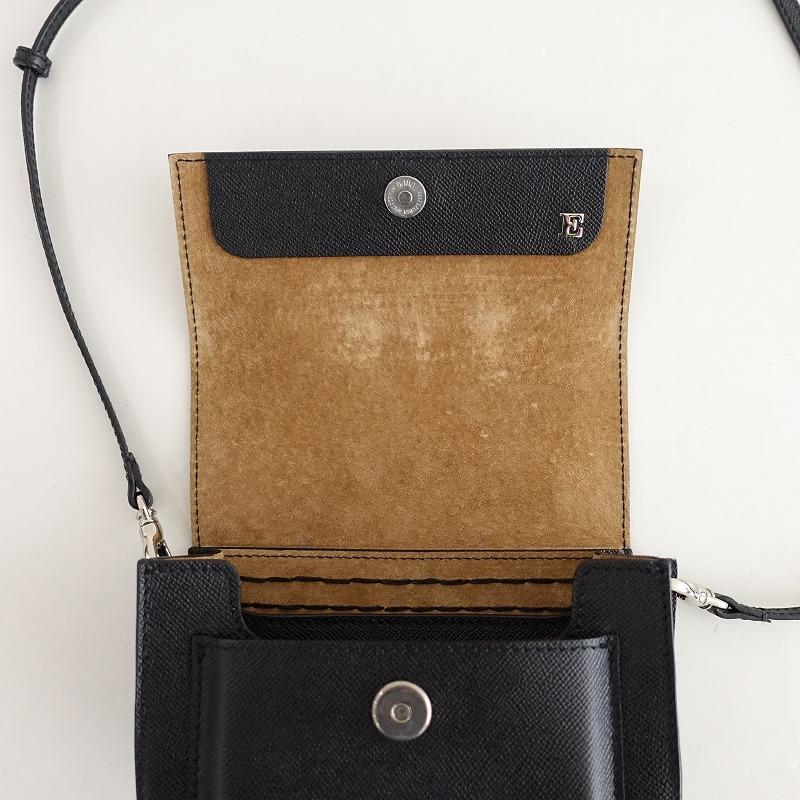 【美品/定価7.2万】エバゴス ebagos *型押しキップショルダーバッグ*かばん斜め掛けレザー皮革黒0925(ba10-2509-53)【30J52】の画像