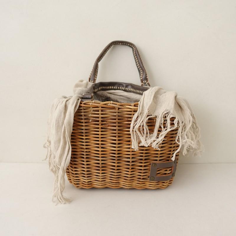 エバゴス ebagos *レザーハンドルかごバッグ*かばんトート手提げ