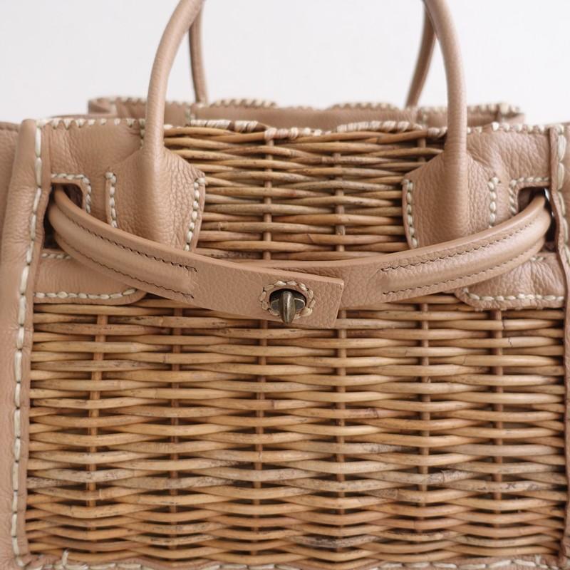 【美品】2025SS/ebagos *Summer Break フニュシュリンク ベルトバッグ*かばんトート紅籐×レザーかごバッグ(ba10-2604-25)【60E62】の画像