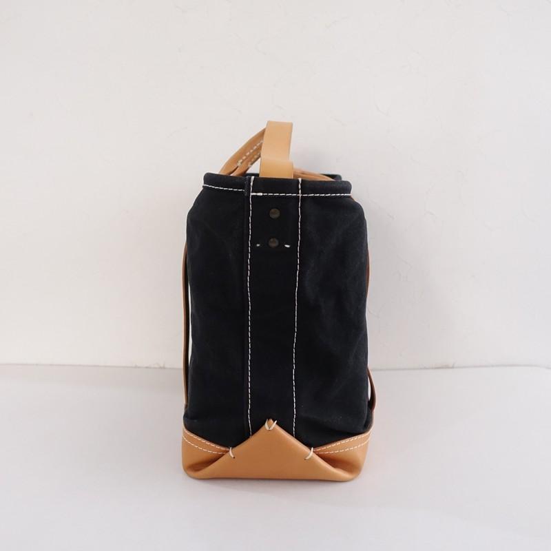 エバゴス ebagos *防水キャンバス×レザー2wayトートバッグ*かばん手提げ肩掛け黒×キャメル0426(ba10-2604-63)【90E62】の画像