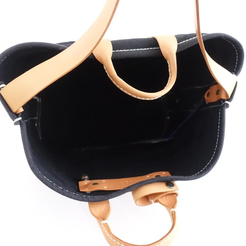 エバゴス ebagos *防水キャンバス×レザー2wayトートバッグ*かばん手提げ肩掛け黒×キャメル0426(ba10-2604-63)【90E62】の画像