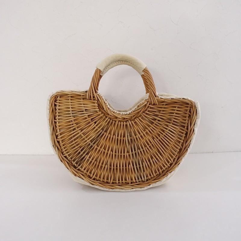 定価7.4万】エバゴス ebagos*カゴ袋 キャンバス扇トート*かばん手提げ