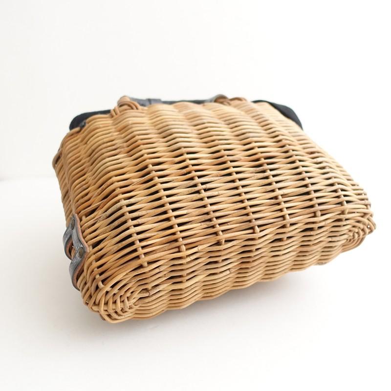 エバゴス ebagos *紅籐×レザーカゴバッグ*かばんトート手提げバスケットナチュラル×黒0426(ba10-2604-88)【31E62】の画像