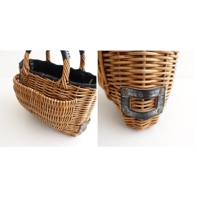 エバゴス ebagos *紅籐×レザーカゴバッグ*かばんトート手提げバスケットナチュラル×黒0426(ba10-2604-88)【31E62】の画像