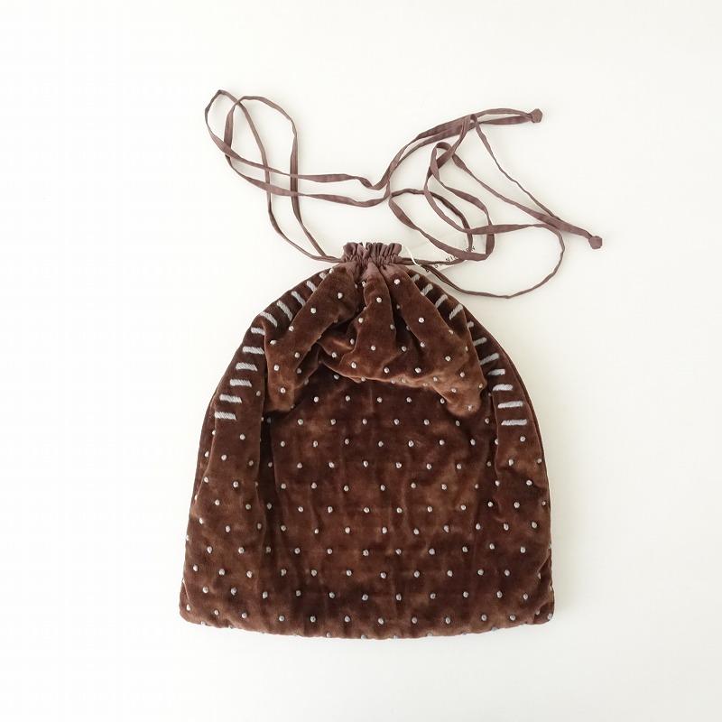 Khadi and Co.カディアンドコー ベルベット 巾着バッグ ブラウン Khadi and Co.カディアンドコー ベルベット 巾着バッグ ブラウン