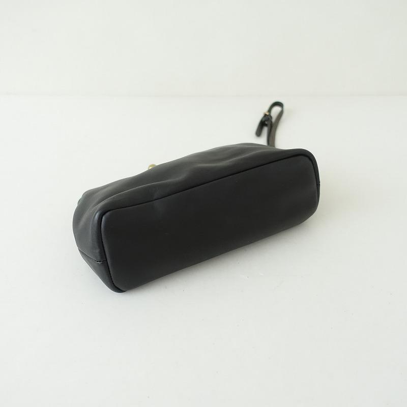 コーチ COACH *がま口ポーチ*レザーブラックポシェットかばん