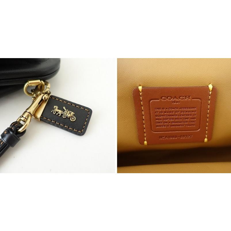 コーチ COACH *がま口ポーチ*レザーブラックポシェットかばん